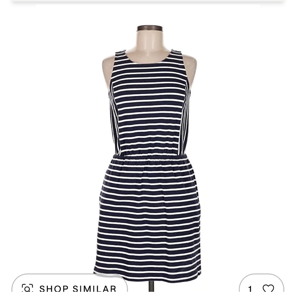 Ann Taylor Navy White Striped Dress Women’s SP Mini Sleeveless Summer Classic